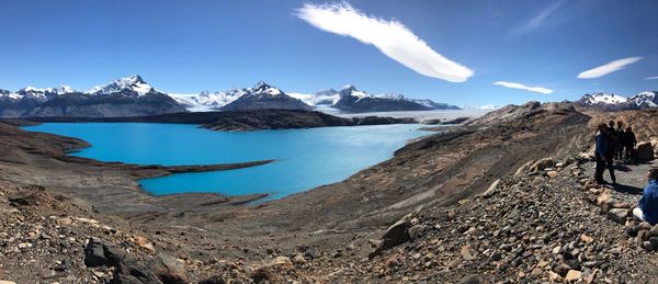 Panoramic view of snowcapped mountains against sky