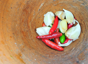 Directly above shot of spices in mortar