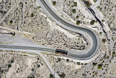 High angle view of empty road