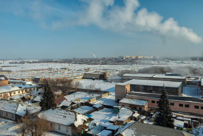 High angle view of townscape against sky