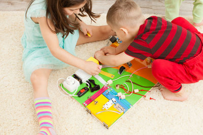 Children playing with toy