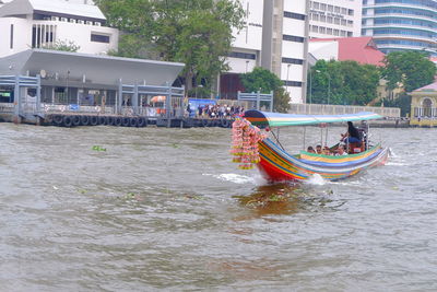 View of boats in canal