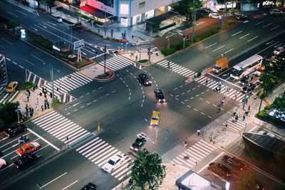 High angle view of city street