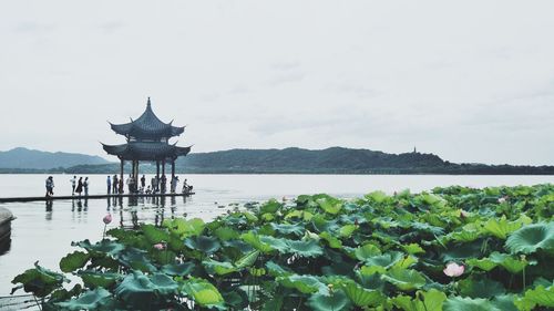 Scenic view of lake against sky