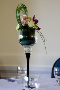 Close-up of flower vase on table