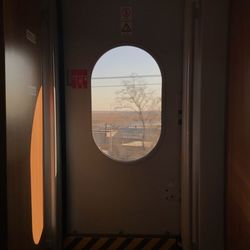 Reflection of window in train