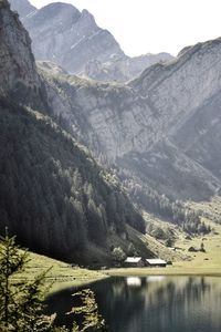 Scenic view of lake and mountains