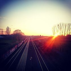 Railroad track at sunset