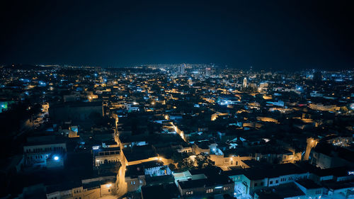 Night city lights aerial view. gaziantep, turkey july 2022