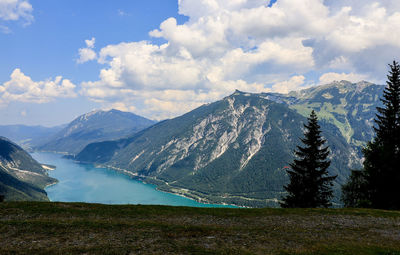 Scenic view of mountains against sky