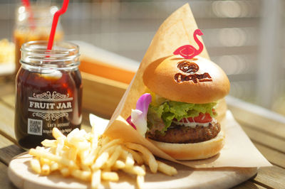 Close-up of food on table