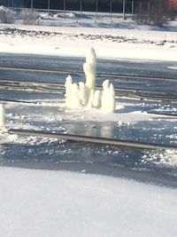 View of frozen waterfall