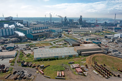 Aerial from heavy industry at ijmuiden in the netherlands, smo,