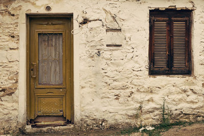 Closed door of house