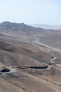 Scenic view of desert against clear sky