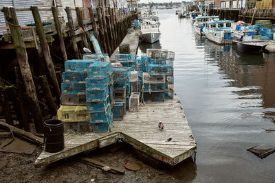 Commercial fishing wharf in the old port harbor district of portland, maine