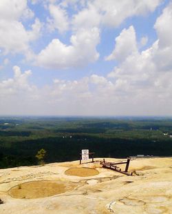 Scenic view of field against cloudy sky