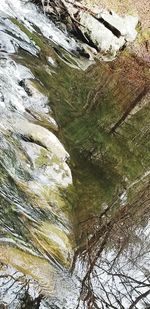 Low angle view of rock formation in water