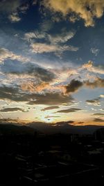 Aerial view of city against dramatic sky