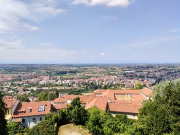 High angle view of townscape against sky