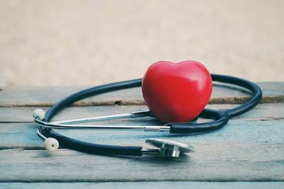 Close-up of heart shape on table