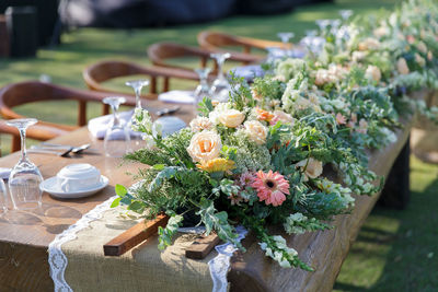 Flowers growing on table