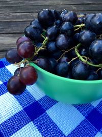 Close-up of grapes in bowl