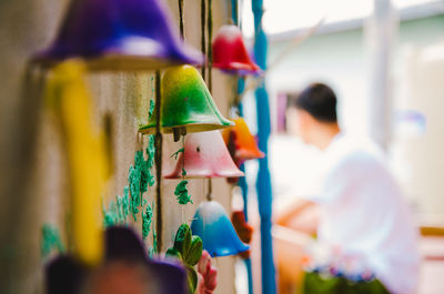 Close-up of multi colored hanging