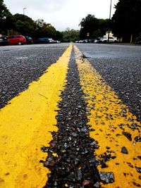 Surface level of yellow road