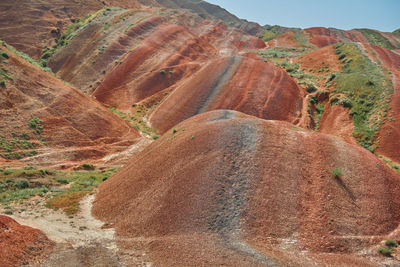 Midday heat over the red mountains, bright colors create stunning visual contrast