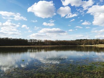 Scenic view of lake against sky