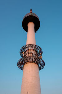 Low angle view of namsan tower against sky