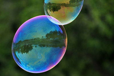 Close-up of bubbles in mid-air