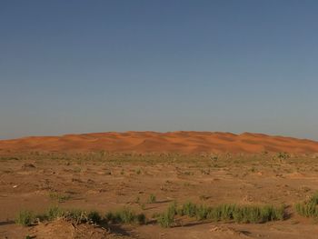 Scenic view of desert against clear sky