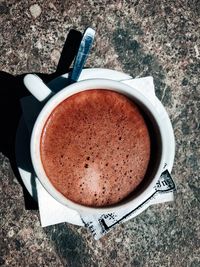 High angle view of coffee on table