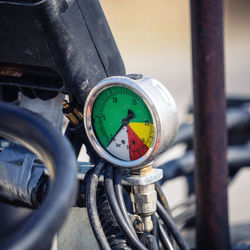 Close-up of bicycle on road