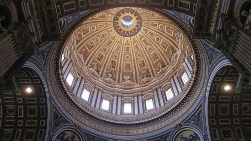 Low angle view of ceiling of historic building