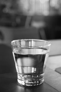 Close-up of beer in glass on table