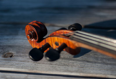 Close-up of wooden table