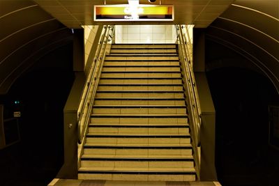 Interior of illuminated subway station