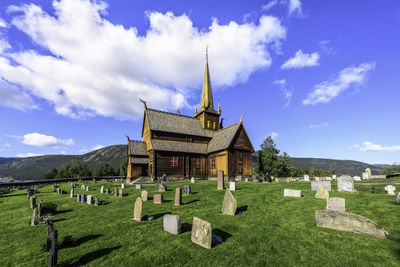 Panoramic view of cemetery against sky