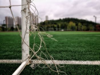 Close-up of soccer field