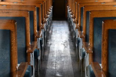 Empty pews in church