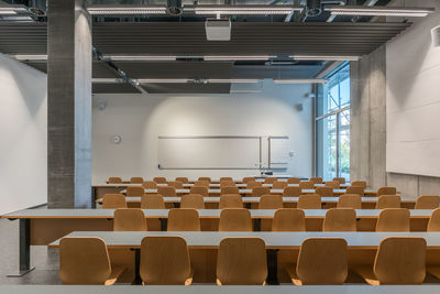 Empty chairs in classroom