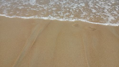 High angle view of waves on beach