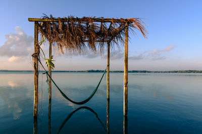 Scenic view of sea against sky at sunset