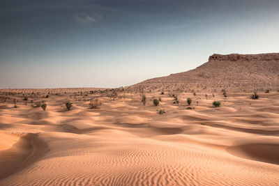 Scenic view of desert against clear sky