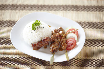 Close-up of meal served in plate