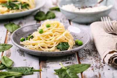 Close-up of food on table