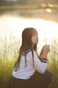 Young woman looking away